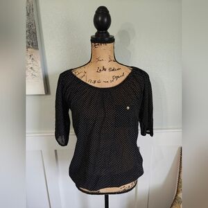 The Limited Semi-Sheer Black Polka Dot Women's Bubble Top